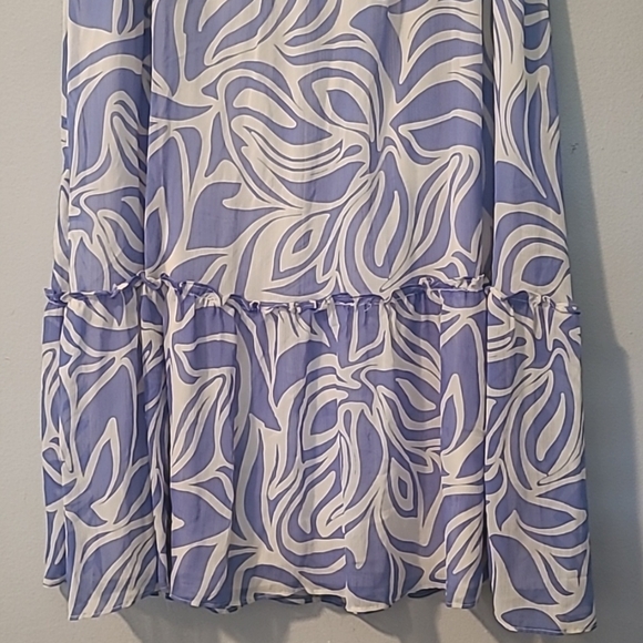 1. State 2pc Halter Tie Back Top & Ruffle Tiered Skirt Blue White Floral Wmns L - Picture 9 of 15